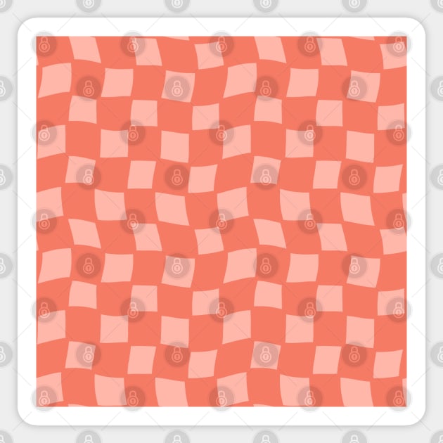 Abstract Checker Board - coral and peach Sticker by JuneNostalgia